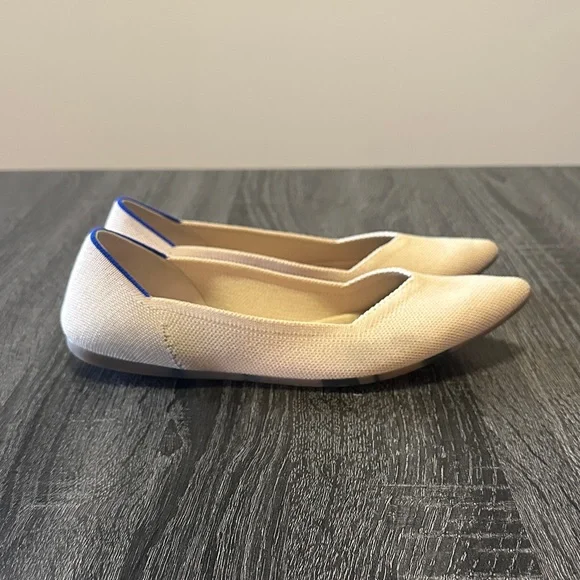 Rothy's Beige and Blue Pointed Toe Flats - Picture 2 of 8